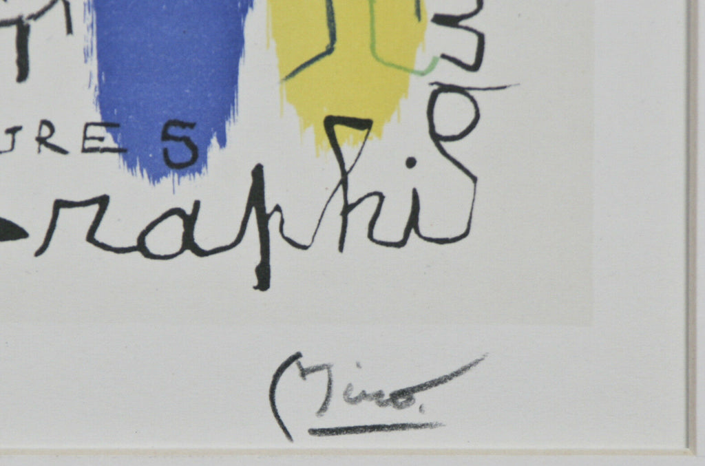 "Figure with Reddish-Orange Sun" by Joan Miro Signed Lithograph 10"x7 1/2"
