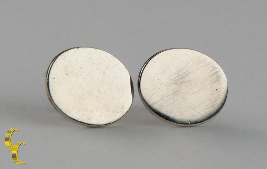 Sapphire Cabochon Cufflinks set in Silver-Colored Metal