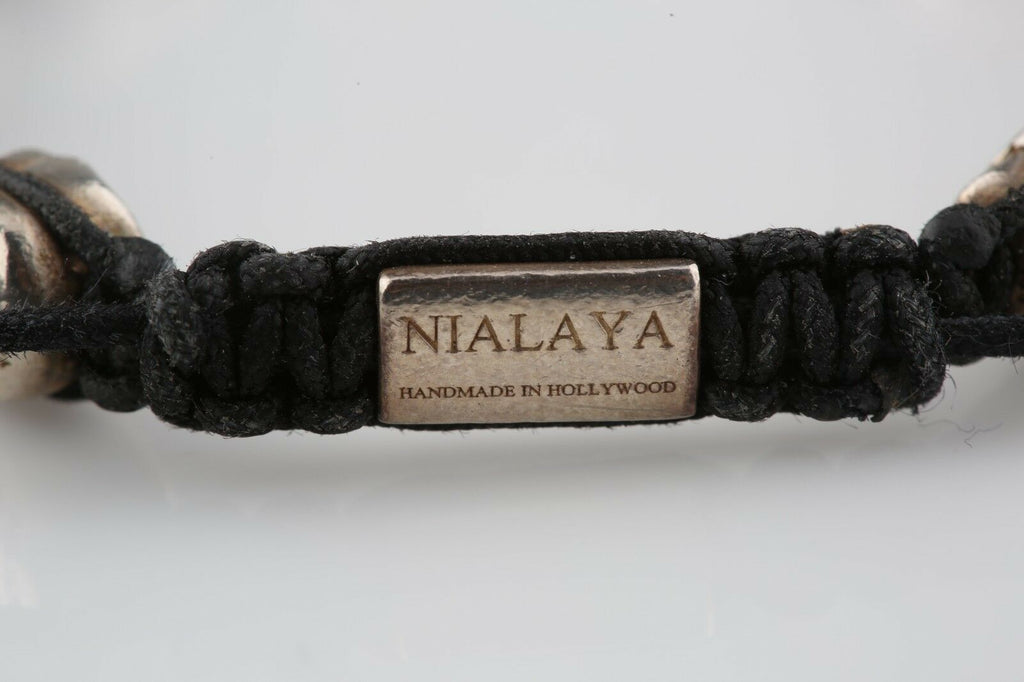 Nialaya Mens Skullbead Sterling Silver Shamballa Bracelet Size 7 Amazing!