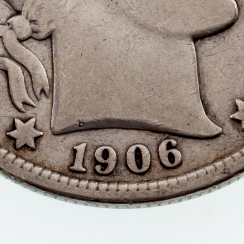 1906-D 50C Barber Half Dollar in Fine Condition, Light Gray Color