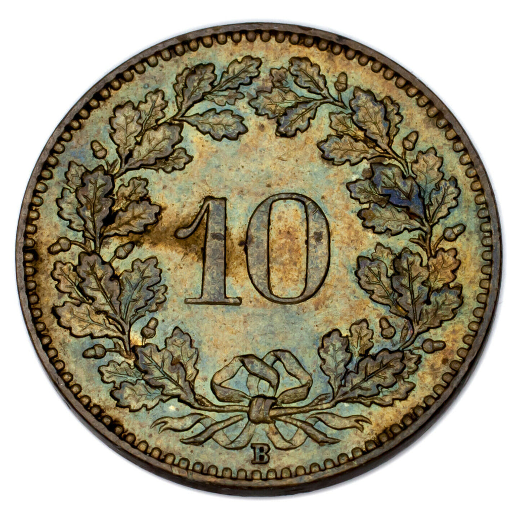 1861-1944 Switzerland Coin Lot (3pcs) 2 Rappen to 1 Franc (F-Unc)