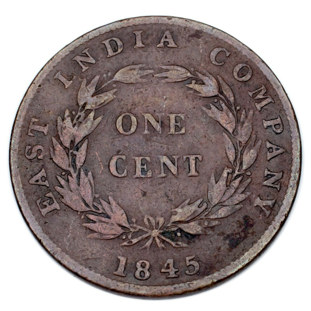 1845-1862 Straits Settlements Cent lot of 2 Coins, KM# 3 & KM# 6