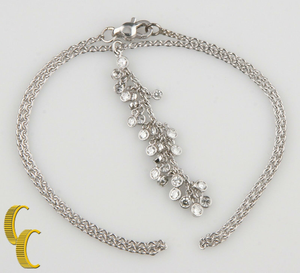 Diamond Tassel 0.50 carat Pendant 18k White Gold 13" Choker Necklace