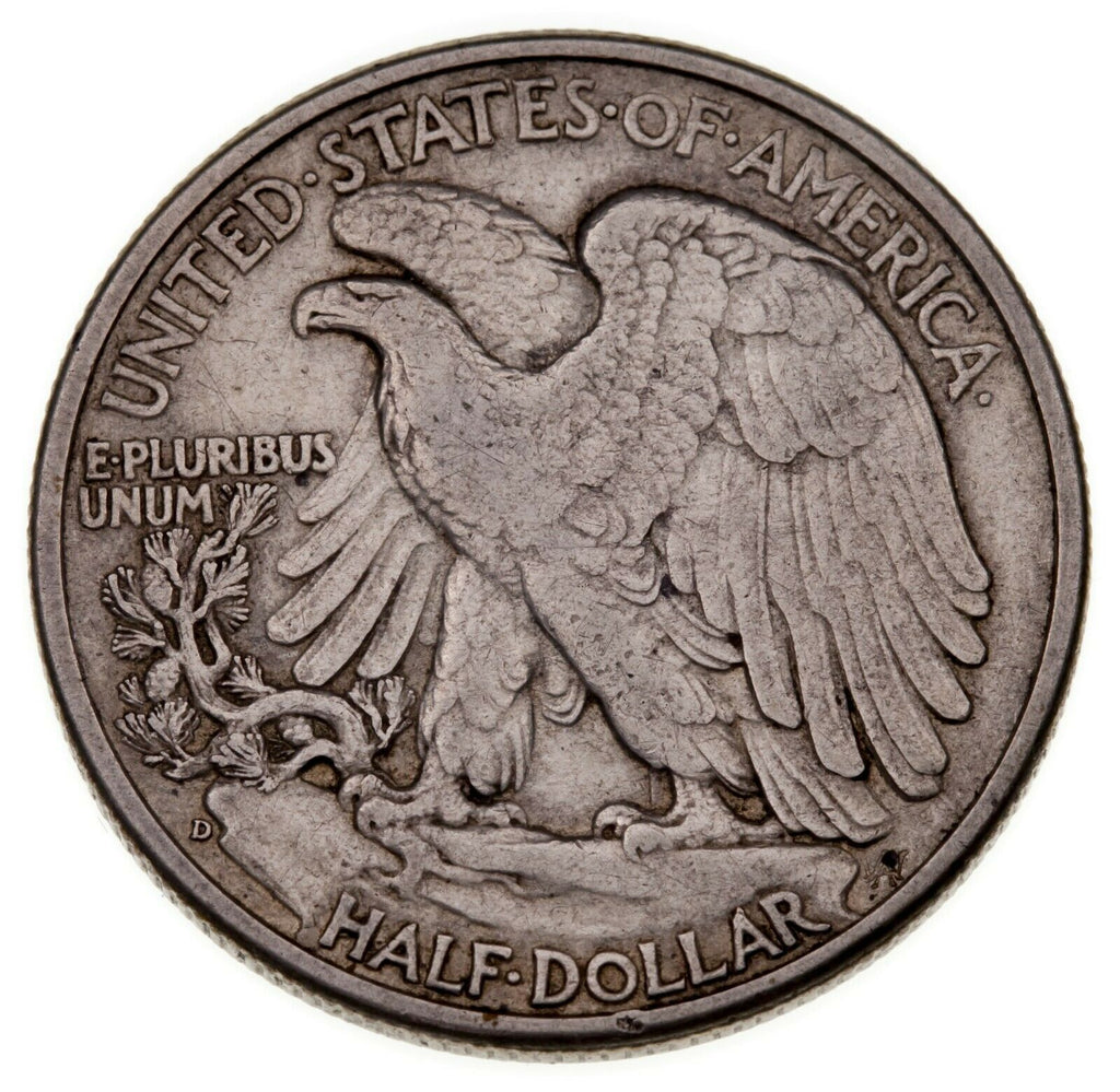 1938-D 50C Walking Liberty Half Dollar XF Condition, Natural Color, Nice Detail