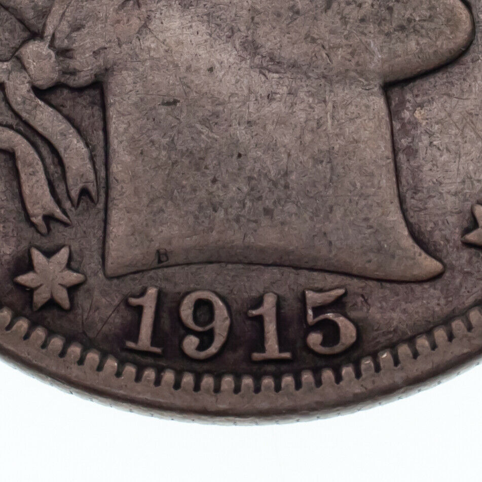 1915-D 50C Barber Half Dollar in Fine Condition, Natural Color, Full LIBERTY