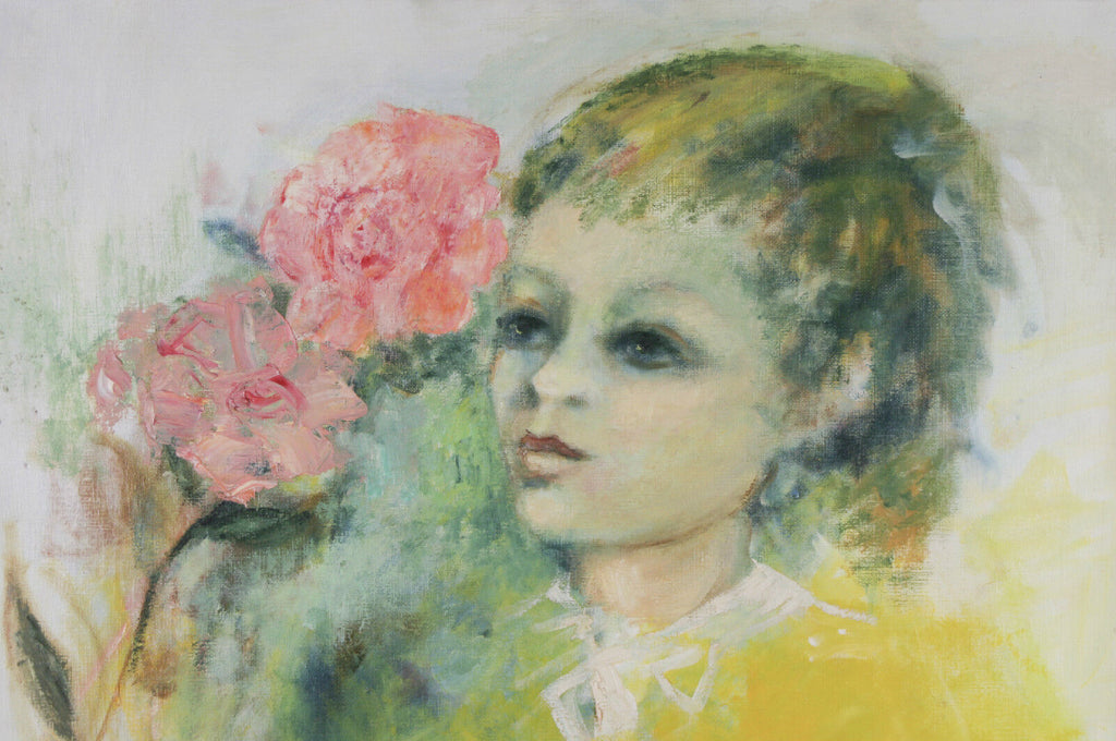"GIRL WITH FLOWER" By Jordi Bonas Signed Oil on Canvas 20"x24" w/ COA