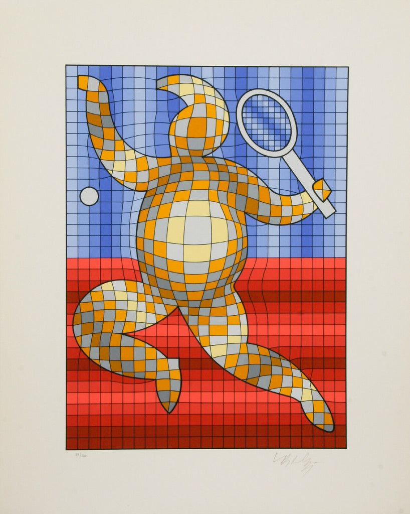 "Tennis" By Victor Vasarely Limited Edition of 300 Silkscreen 17 3/4"x14 1/2"