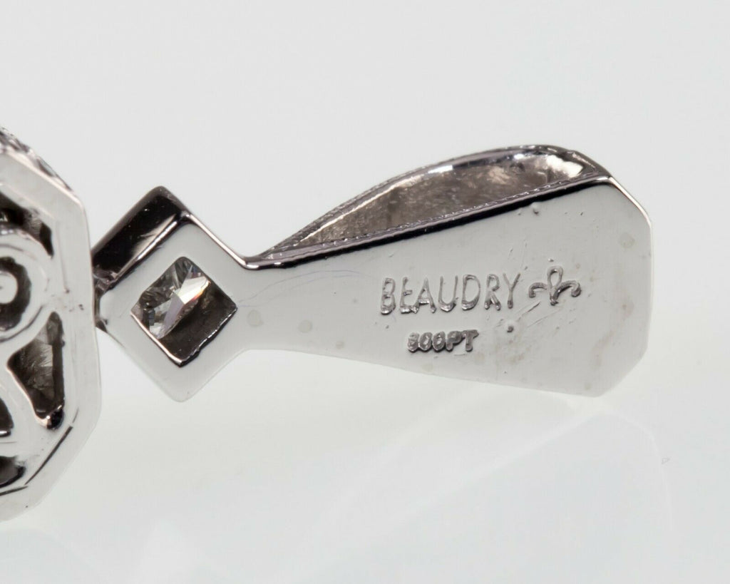 Michael Beaudry 900 Platinum Radiant Cut Diamond Solitiare Pendant TCW=0.55 cts