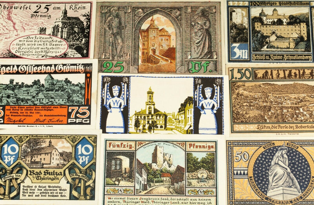 1920's Germany Notgeld Money 25pc City Views - Bad Kissingen, Lenzen, Oberwesel