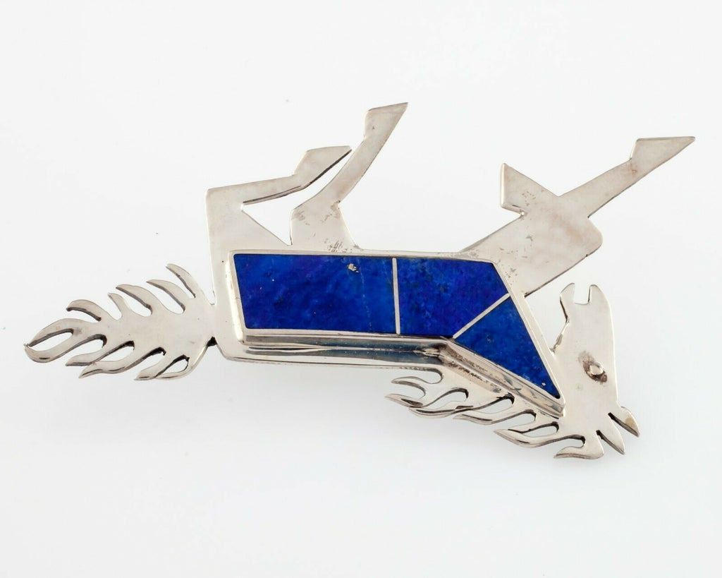 Zuni Lapis Inlay Sterling Silver Horse Pin