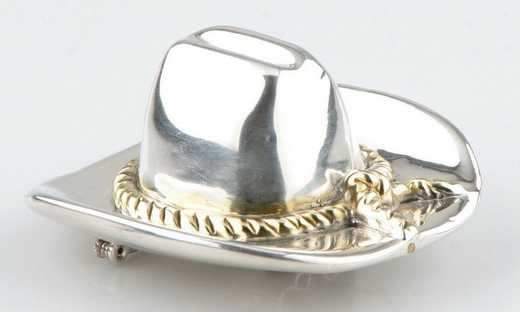 Gorgeous Sterling Silver Cowboy Hat Brooch by Israeli Bat Ami Great Piece!