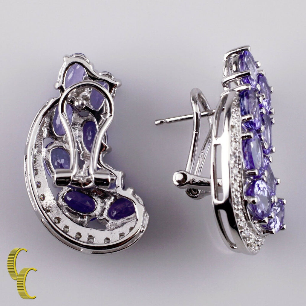 Iolite and Diamond 14k White Gold Earring and Ring Jewelry Set By Sonia B