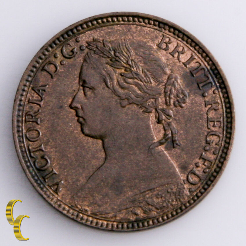 1875-H Great Britain Farthing Coin in UNC, KM# 753