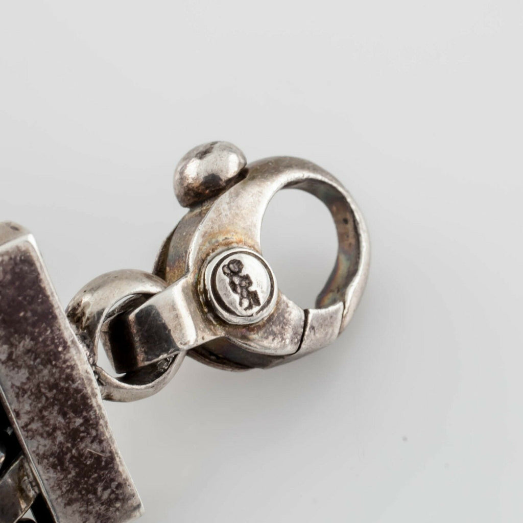 Gorgeous Unique Sterling Silver Tourmaline Plaque Bracelet w/ Creative Links