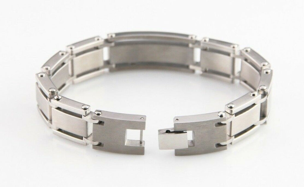 Stainless Steel Link Bracelet w/ Gorgeous Diamond Plaque TDW = 1 ct SI-1, G-H