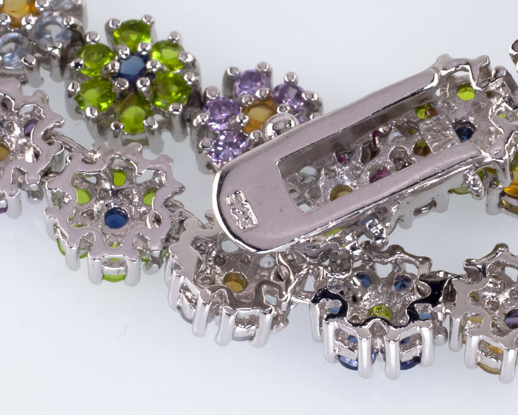 30.00ct t.w. Gorgeous Multi Colors CZ Necklace & Bracelet Set In Sterling