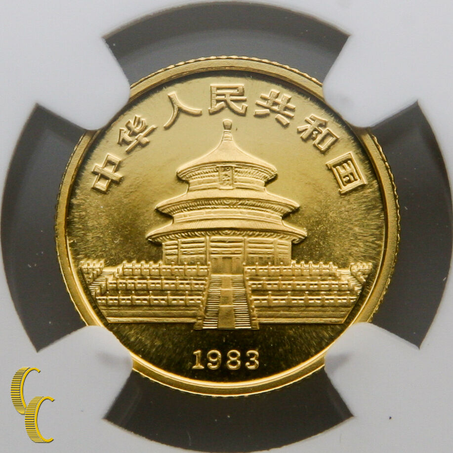 1983 Gold Chinese Panda 1/10 oz 10 Yuan Graded by NGC MS 69