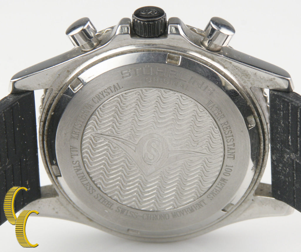 Stuhrling Original Men's Stainless Steel Quartz Chronograph Watch w/ Rubber Band