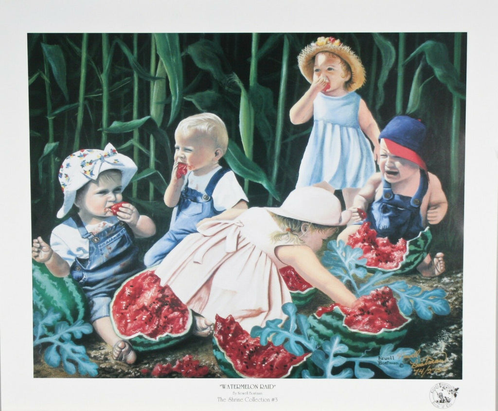 "Watermelon Raid" by Newell Boatman Offset Lithograph on Paper CoA 2010 LE 2750