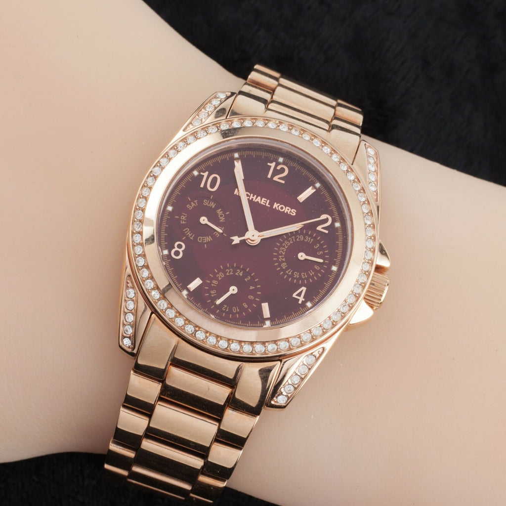 Michael Kors Rose Gold Plated Quartz Chronograph Watch MK-6092 w/ Box