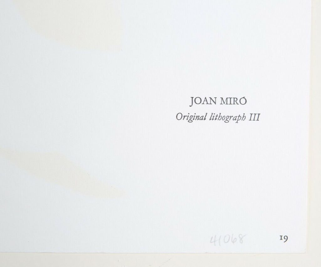Lithograph from Book 2, No. iIII by Joan Miró i Ferrà 13 x 20 Includes CoA