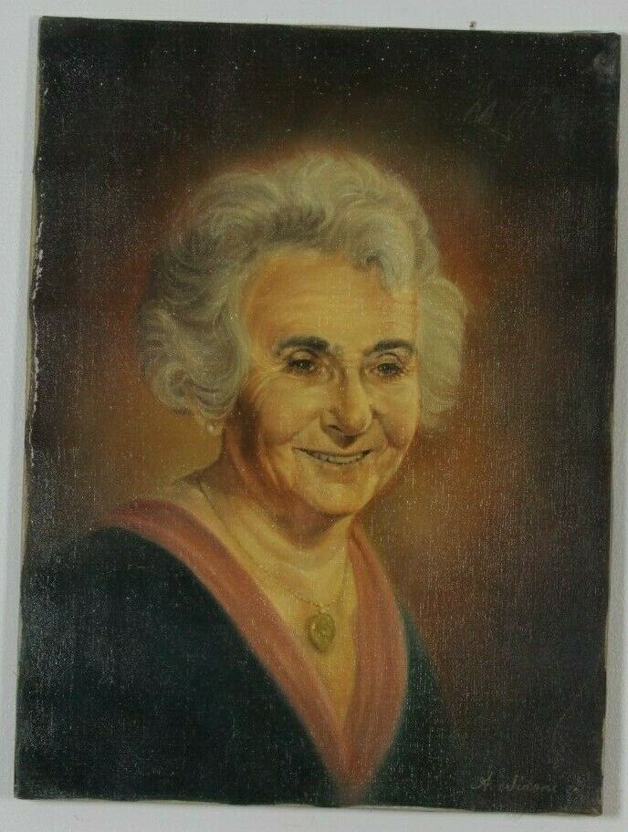 Untitled (Portrait of Elderly Woman) By Anthony Sidoni 1971 Signed Oil on Canvas