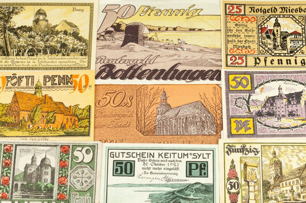 1920's Germany Notgeld Money 25pc City Views - Bad Kissingen, Lenzen, Oberwesel