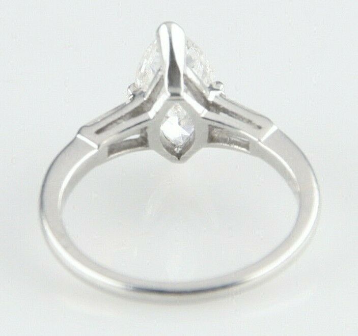 Gorgeous Platinum 1.59 ct Marquise Solitaire Unity Band w/ Accents Size 5.75
