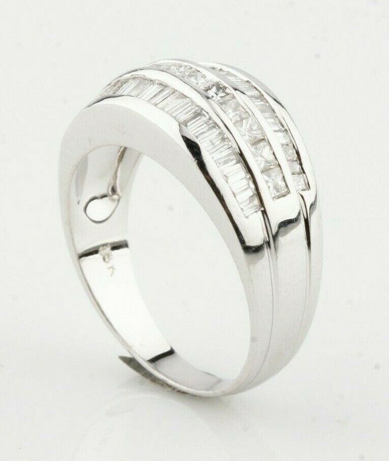 18k White Gold Three-Row Diamond Band Ring TDW = 1.36 carats Gorgeous!