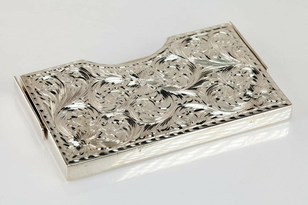 Gorgeous Etched Sterling Silver Great Seal of California Card Holder w/ Filigree