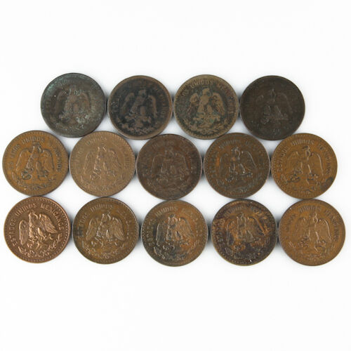 1914-1935 Mo Mexico 5 Centavos Lot (G-AU, 14 coins) Cinco Five 5c KM-422
