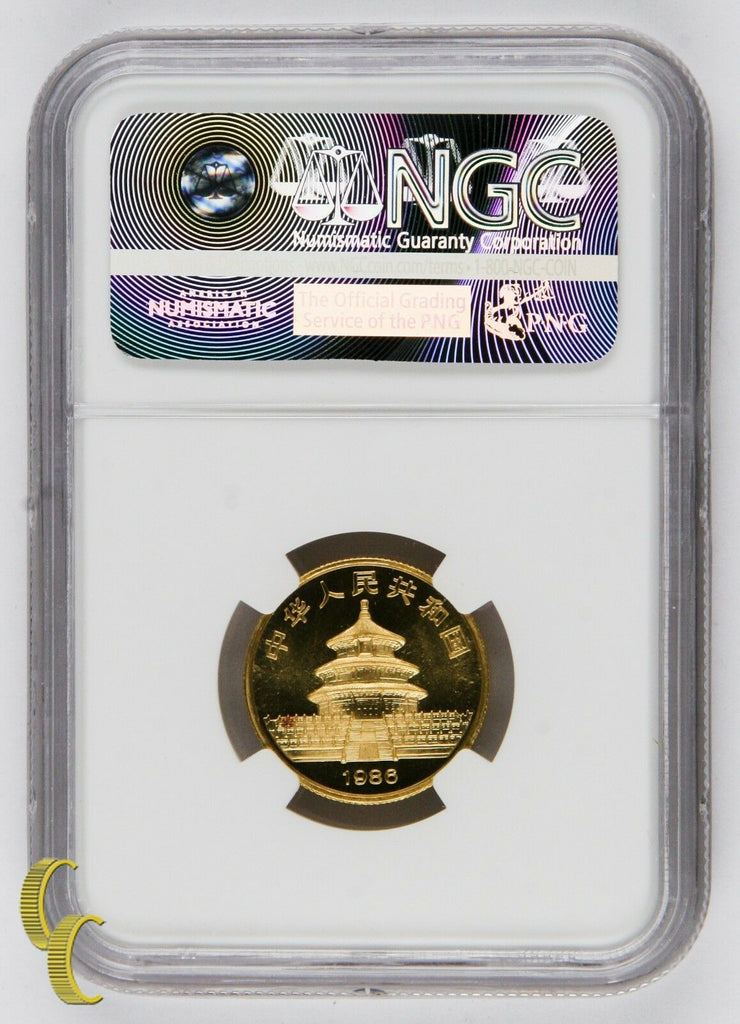 1986 Chinese G25Y Gold Panda 1/4 Ounce Graded by NGC as MS-68