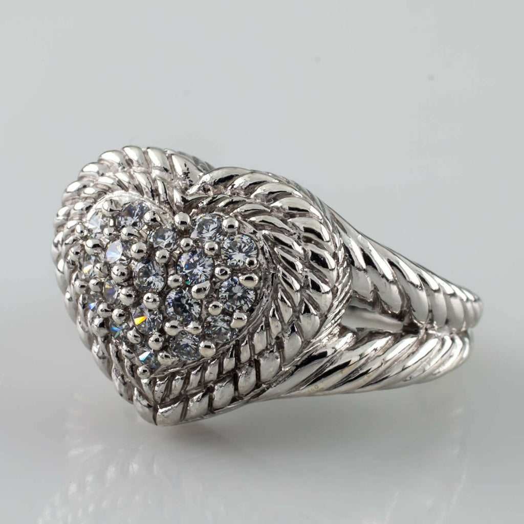 Judith Ripka Sterling Silver CZ Diamonique Heart Ring Size 6.75