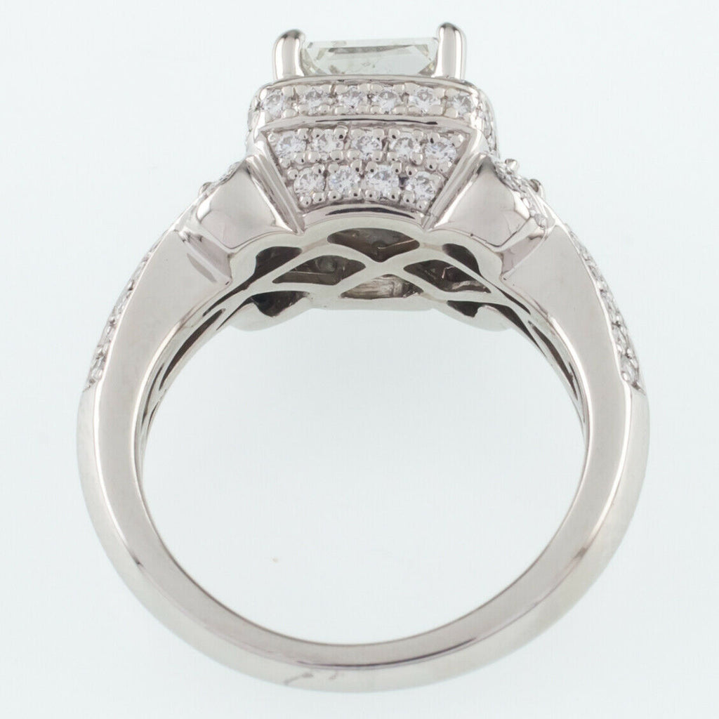 Platinum Princess Diamond Solitaire Ring w/ Accents Center 1.50 Ct Size 5.5