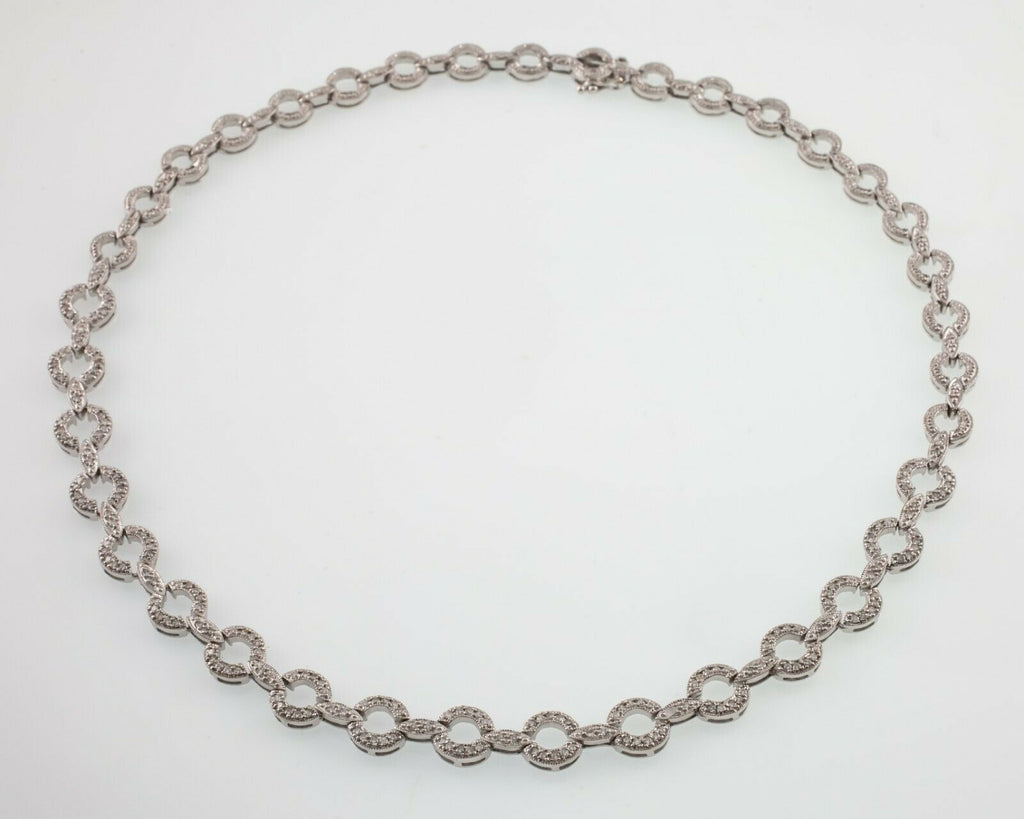 14k White Gold Diamond Loop Chain Necklace TDW = 2.50 ct H Color SI Clarity 16"