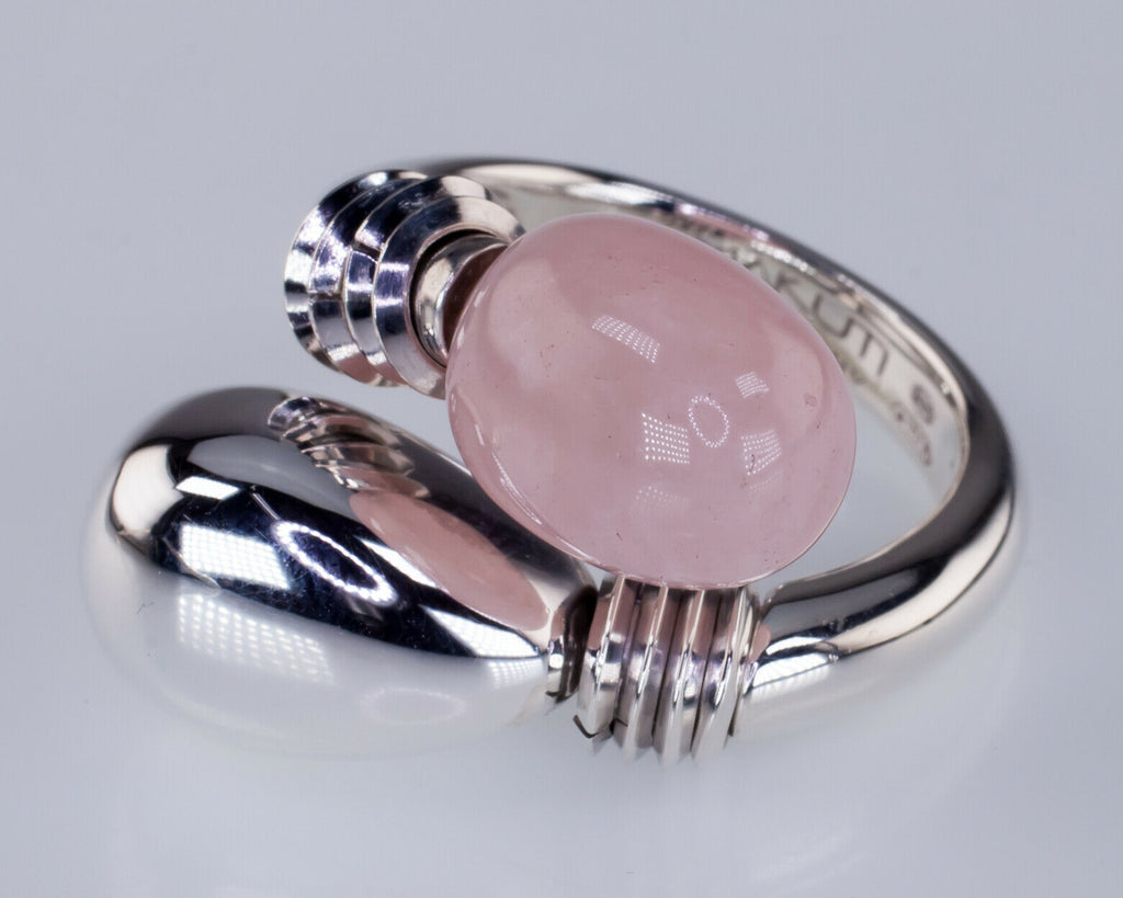 Makuti Sterling Silver Ring w/ Rose Quartz Cabochon Size 7.75
