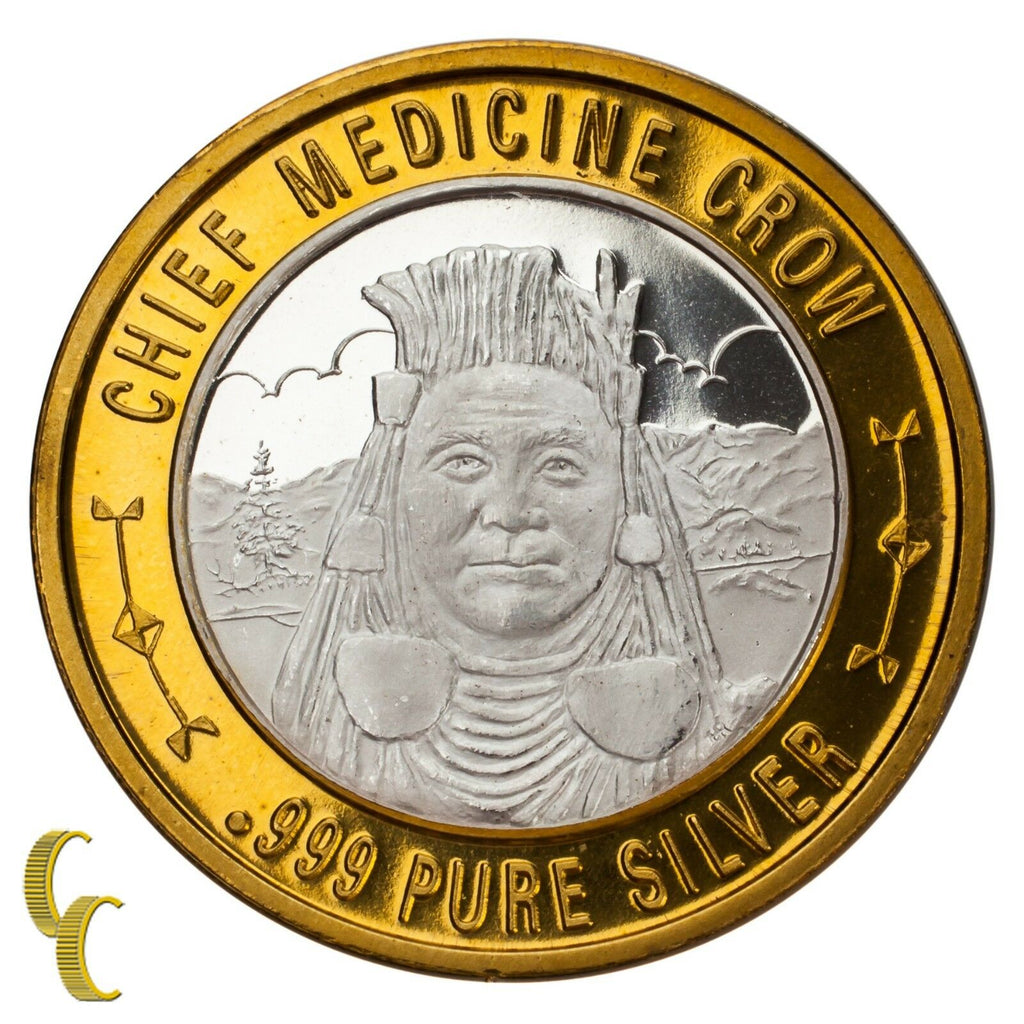 Chief Medicine Crow Native American Casino Gaming Token .999 Silver Limited Ed.