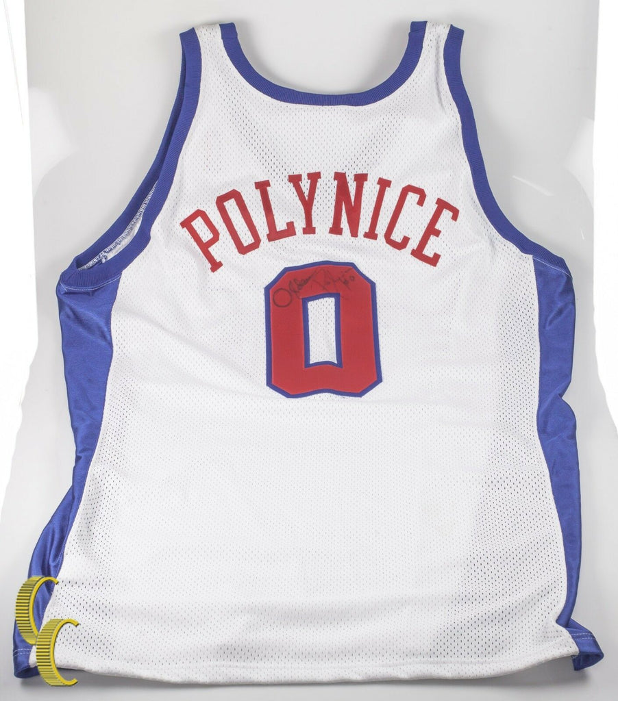 White Los Angeles Clippers Jersey Signed by Olden Polynice (#0) Great Condition!