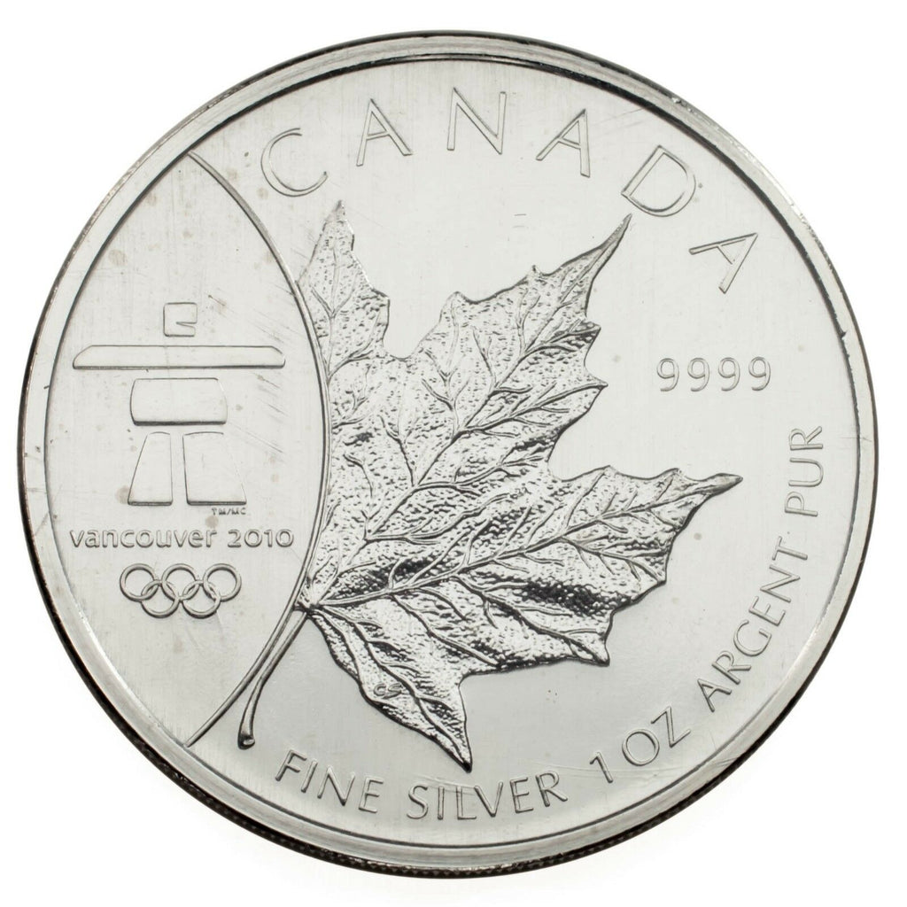 Lot of 8 2008 Canada Olympic $5 Maple Leafs .9999 Fine Silver 1 oz