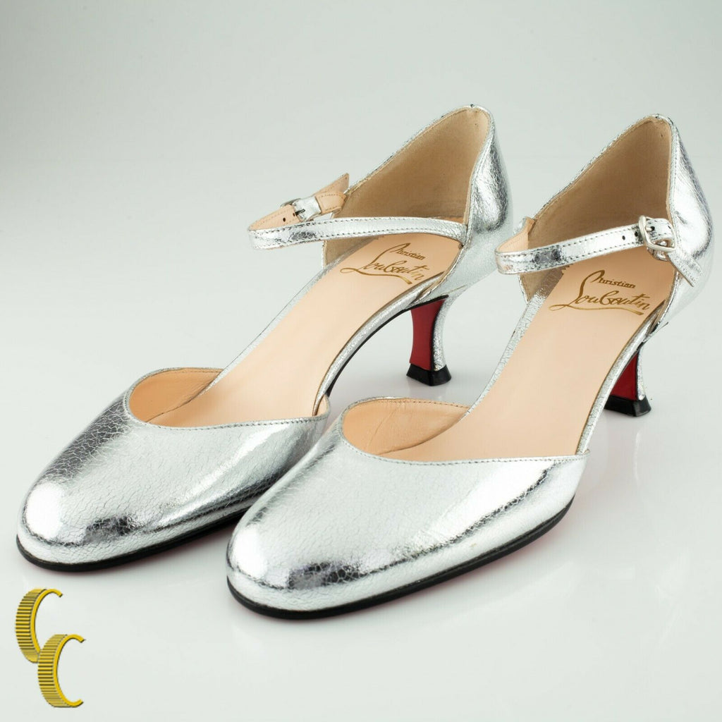 Christian Louboutin Cool Closed Kid Robot Silver Sandals Size 37 w/ Box