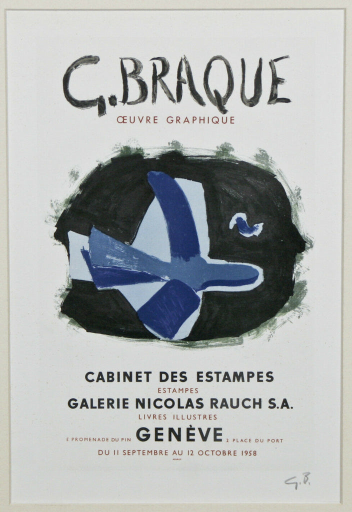 "Oeuvre Graphique 1958" by Georges Braque Signed Lithograph 10 1/2"x7"