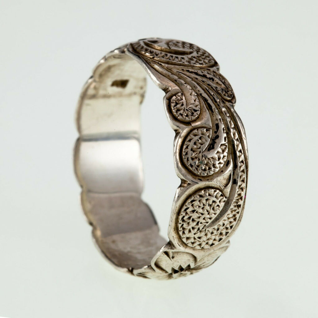 Gorgeous Sterling Silver Etched Floral Band Ring Size 11