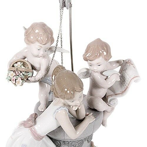 Lladro #1882 "May My Wish Come True" Young Girl at Wishing Well Rare! Retired!