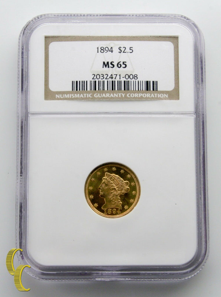 1894 $2.50 Quarter Eagle Liberty Head Gold Coin Graded by NGC as MS-65