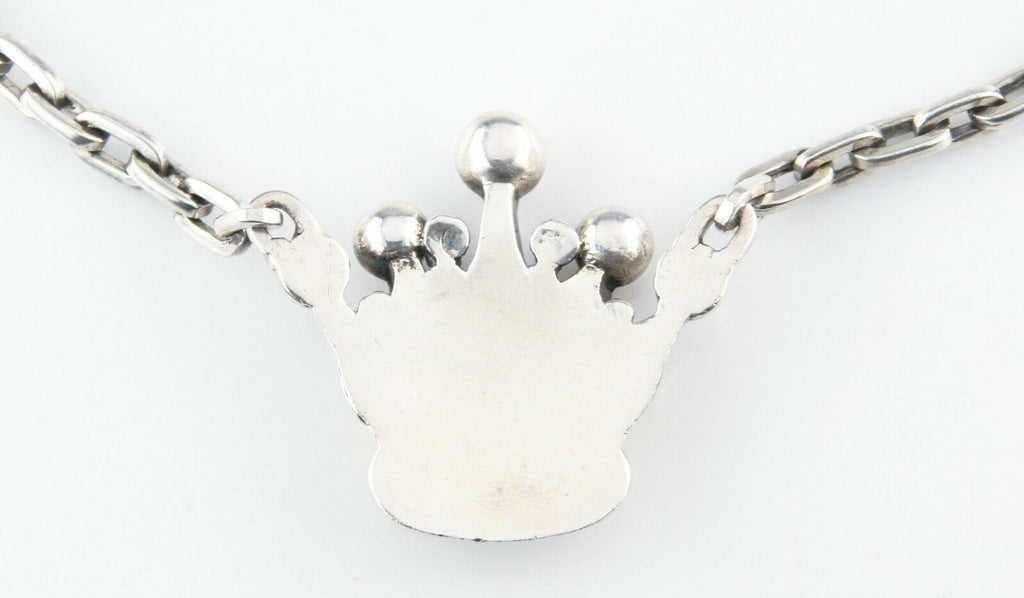 King Baby Studios Sterling Silver Large Crown Pendant w/ 32" Anchor Chain Rare