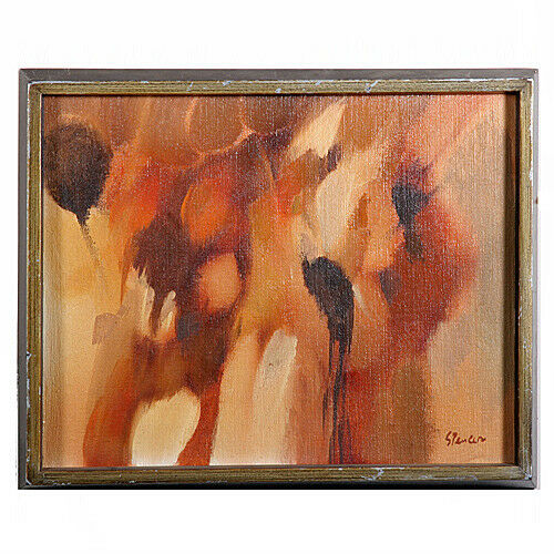 Untitled I (Abstract Browns) By Spencer Signed Oil Painting on Valbonite 11x14
