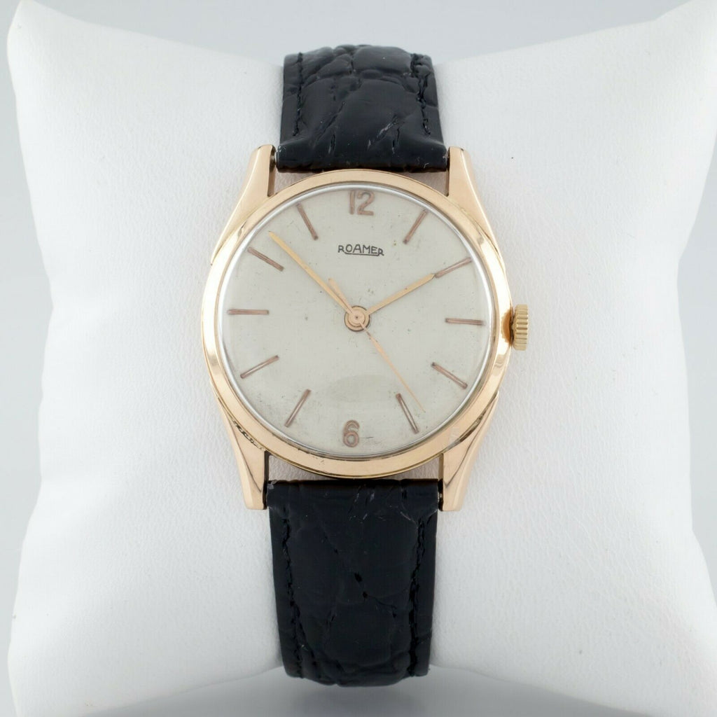 18k Rose Gold Men's Roamer Automatic Watch w/ Leather Band