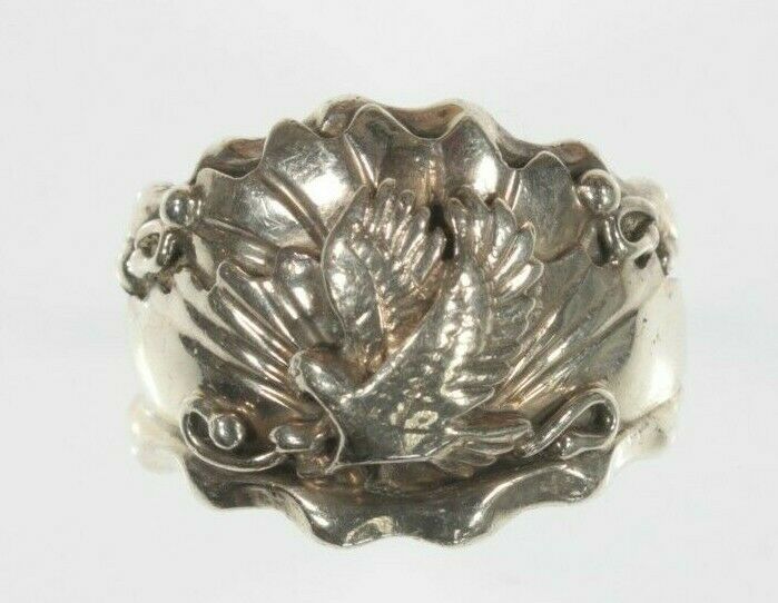Vintage Bald Eagle Sterling Silver Ring Signed JB SZ 11.75