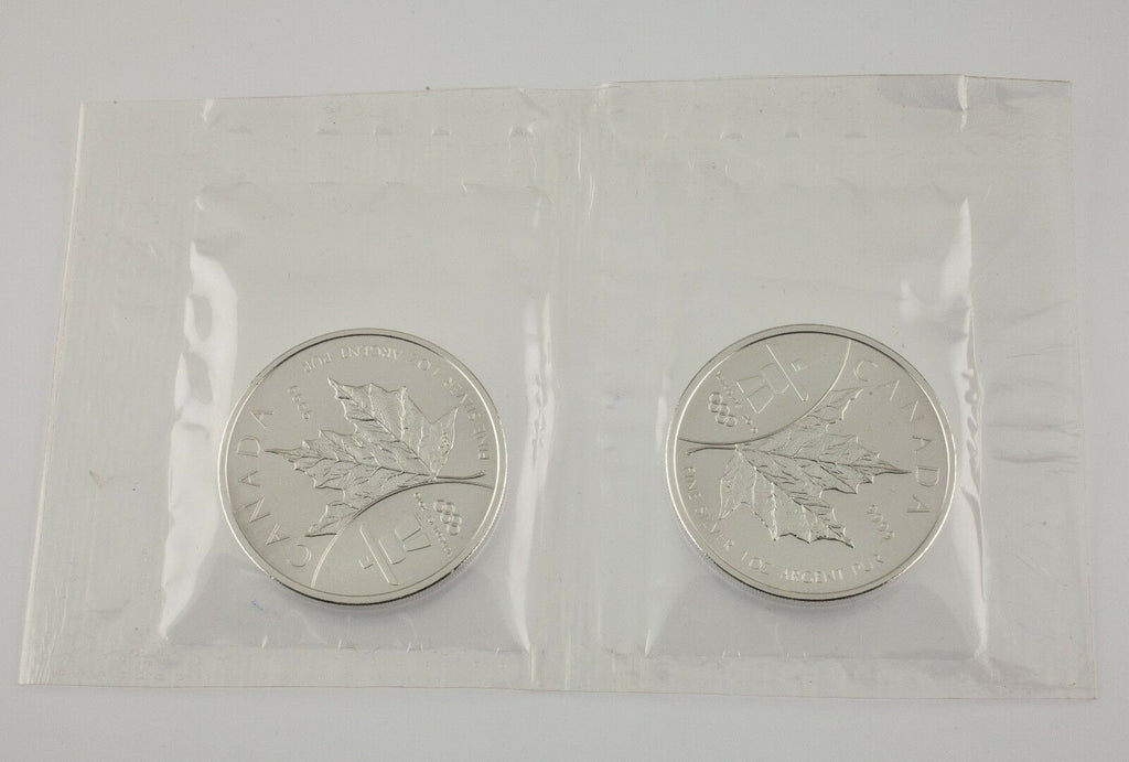 2008 Canada Silver Vancouver Olympics Silver Coin Unc., Set of 2 Coins