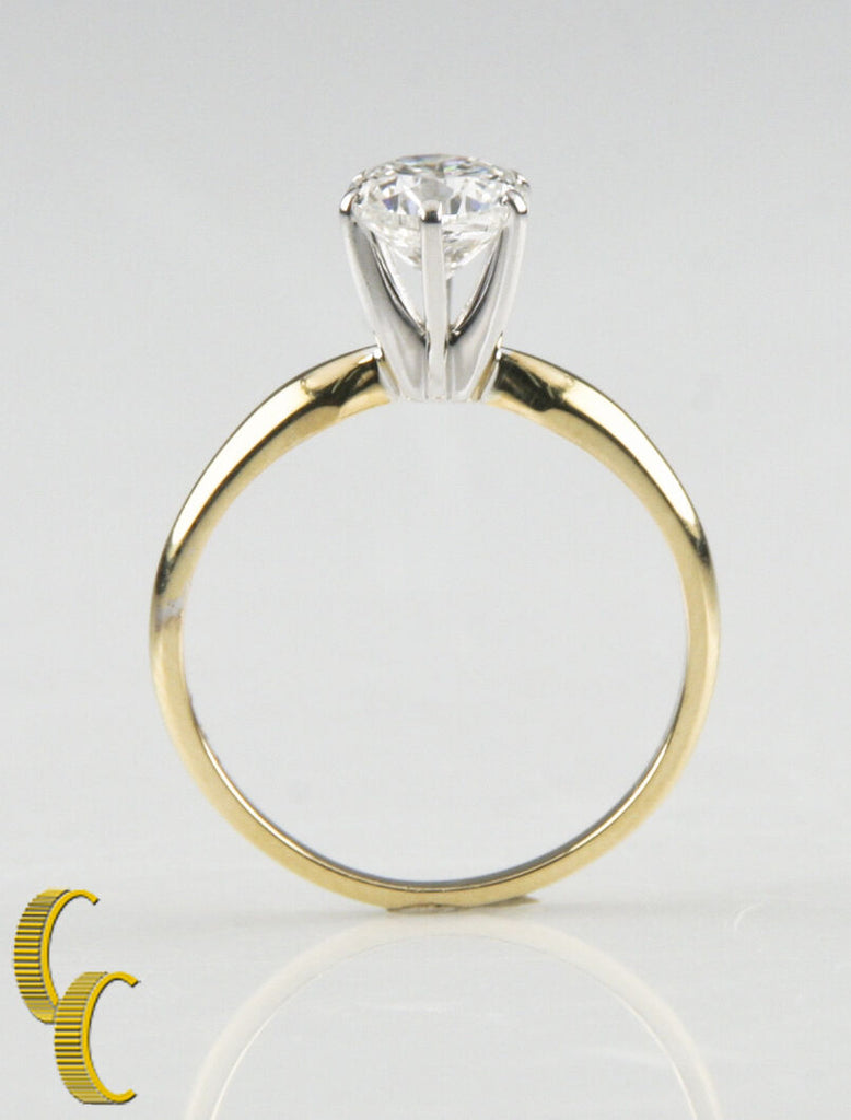 1.01 Carat Round Diamond Solitaire 18k Yellow Gold Engagement Ring Size 6.25